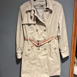 Beige Double-Breasted Trench Coat with Striped Belt MNG by mango size xl